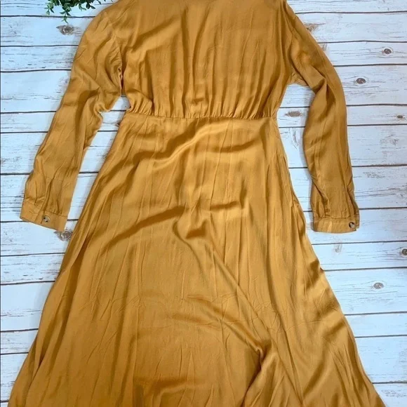 Last 1 Davi & Dani Mustard MIdi Button Down Dress - Picture 2 of 3